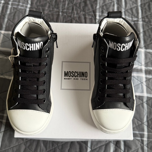 Moschino Black and White High-Top Sneakers for Kids EU 28US 11 Toddler Boy